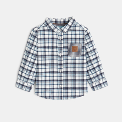 قميص مربعات دافئ، أزرق،...